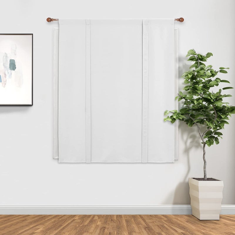 DWCN Blackout Curtains-Tie Up Shade for Window Thermal Insulated Room Darkening Rod Pocket Curtains for Kitchen, Greyish White, W42 X L45 Inches, 1 Panel - Image 4
